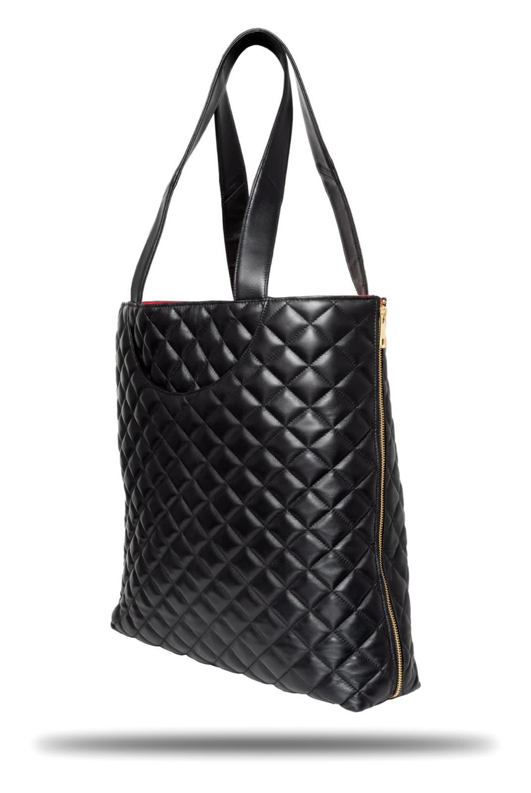 Black Lambskin Leather Quilt SL Tote (Kennedy): Beautiful quilted genuine lambskin leather, this SL tote is named after my granddaughter because I love Kennedy